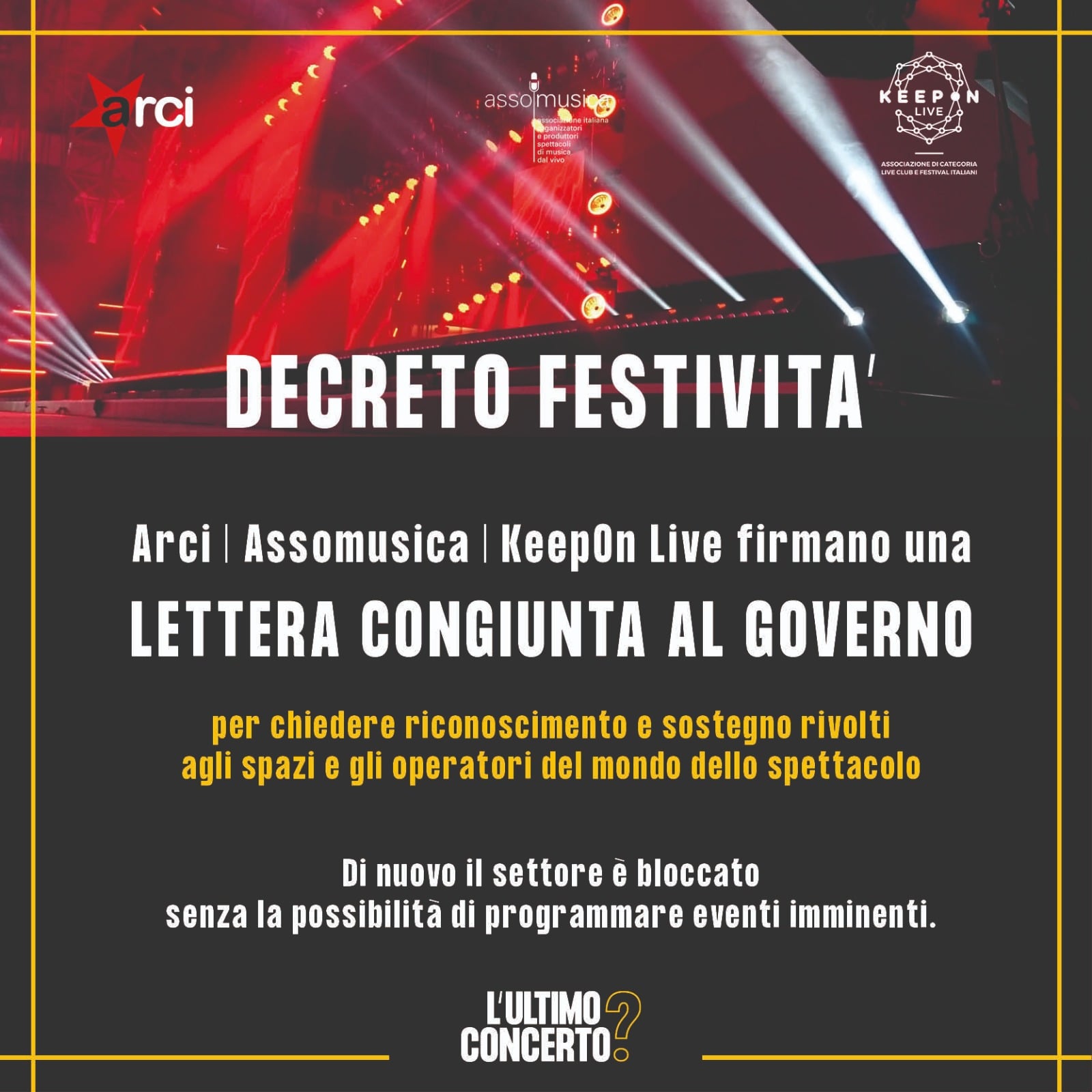 Arci, Assomusica e KeepOn Live: lettera aperta al Governo