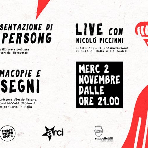 Morsi Editore presenta "PaperSong" (firmacopie e disegni) + Nicolò Piccinni live
