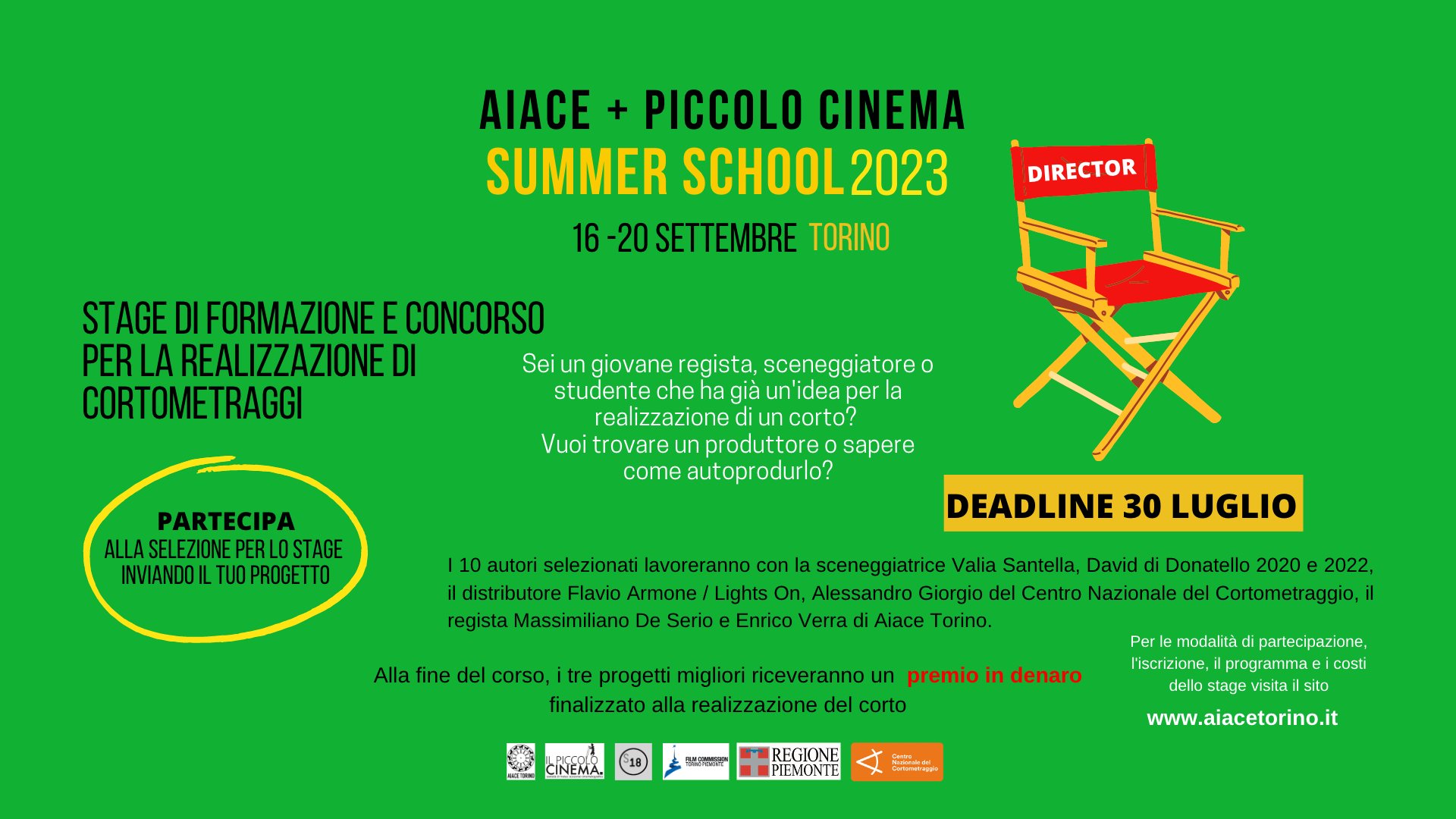 AIACE SUMMER SCHOOL 2023 - STAGE DI FORMAZIONE E CONCORSO PER LA REALIZZAZIONE DI CORTOMETRAGGI