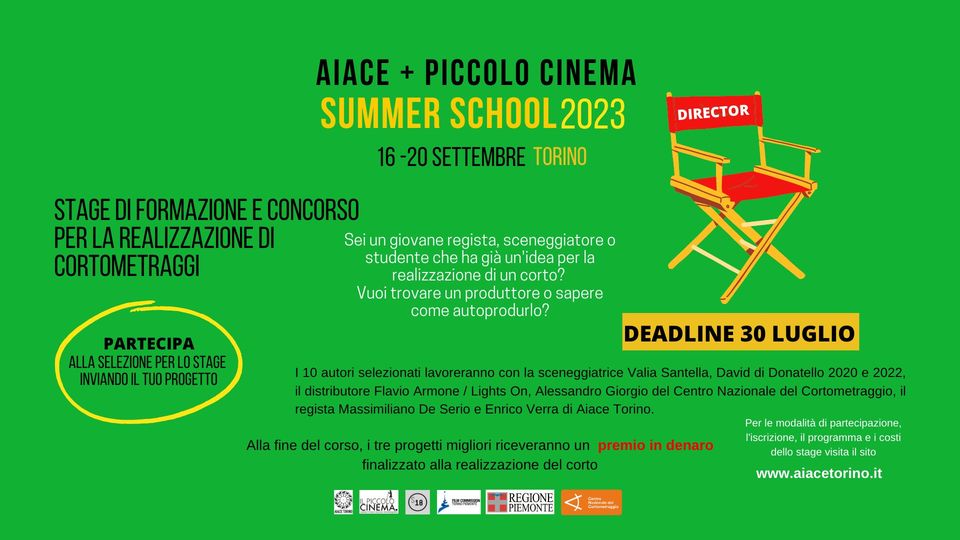AIACE SUMMER SCHOOL 2023 - Stage di formazione e concorso per la realizzazione di cortometraggi