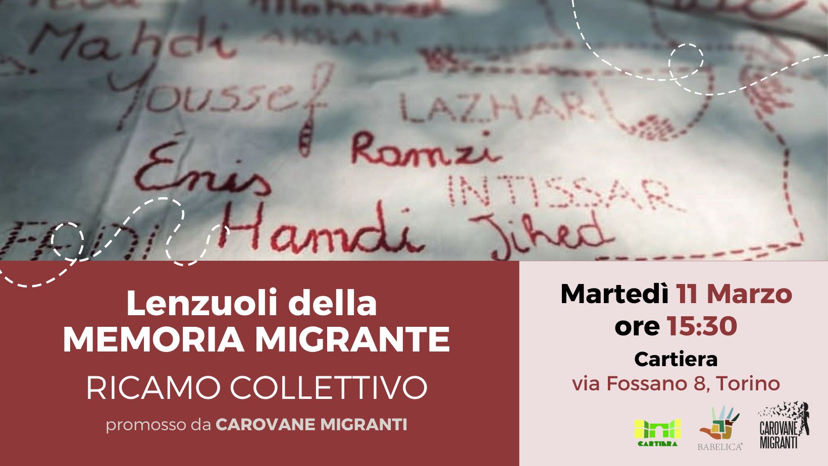 Lenzuoli della memoria migrante: ricamo collettivo