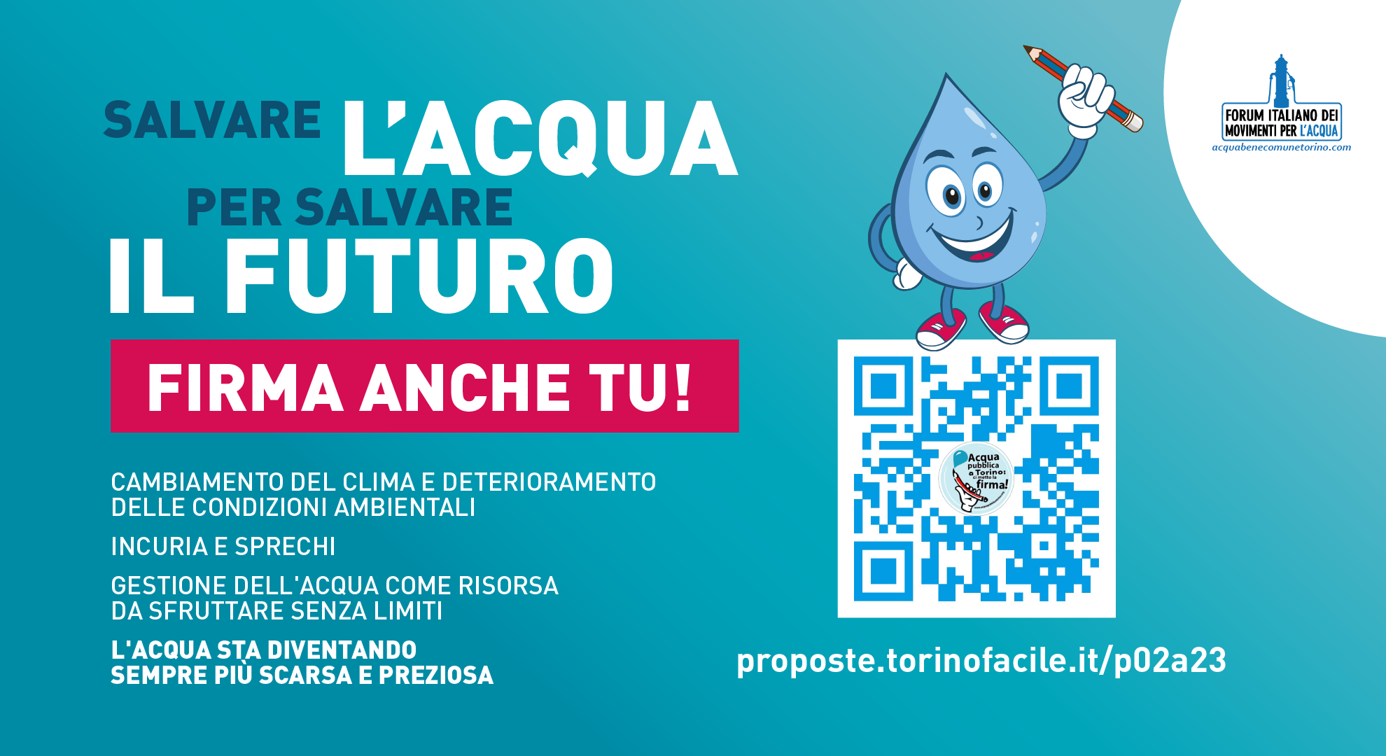 Salvare l'acqua per salvare il futuro. Firma online per una delibera di iniziativa popolare