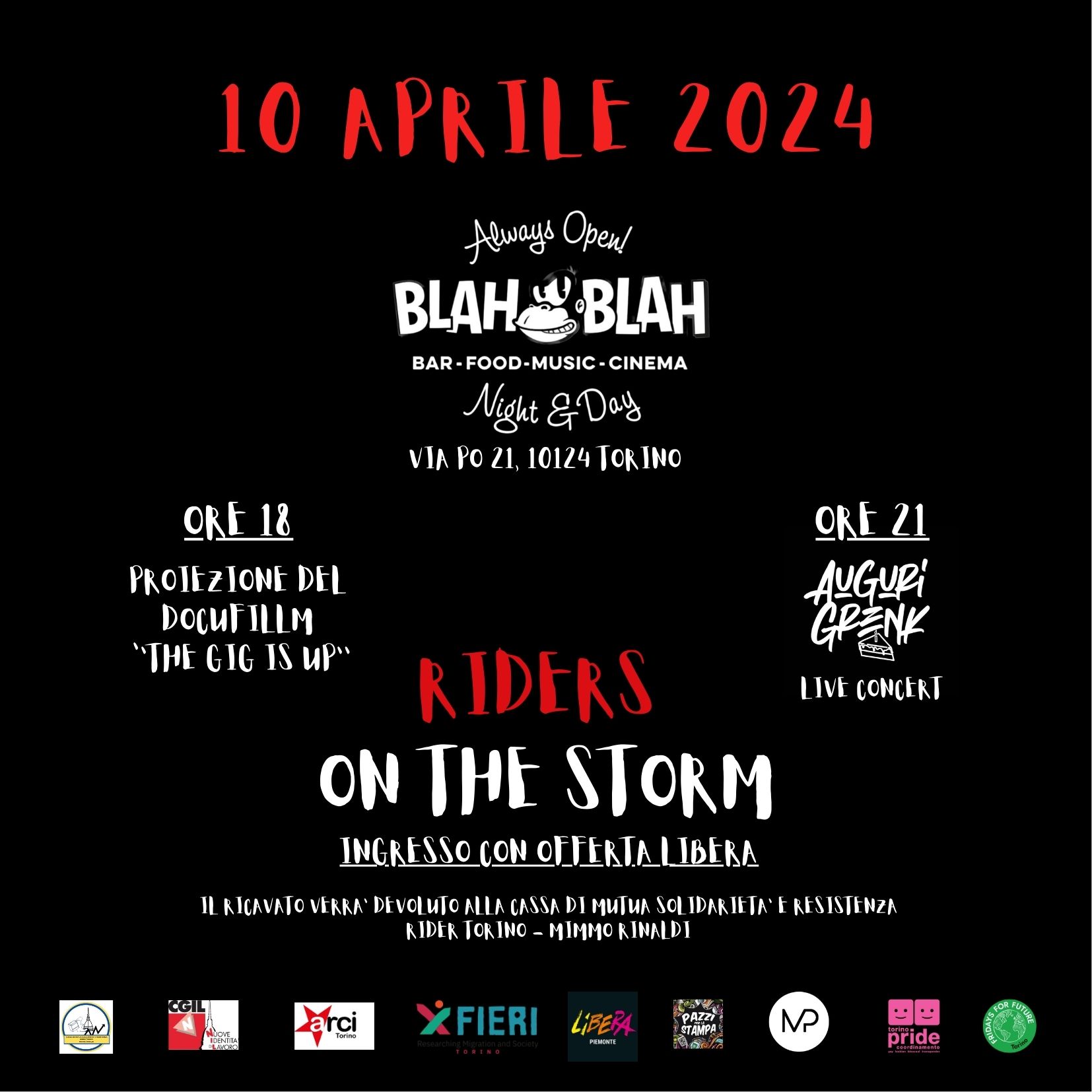 Riders On The Storm - docufilm e live concert per sostenere la cassa di mutuo soccorso Mimmo Rinaldi