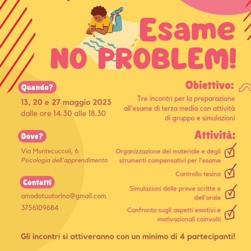 ESAME NO PROBLEM! Tre incontri per la preparazione dell'esame di terza media