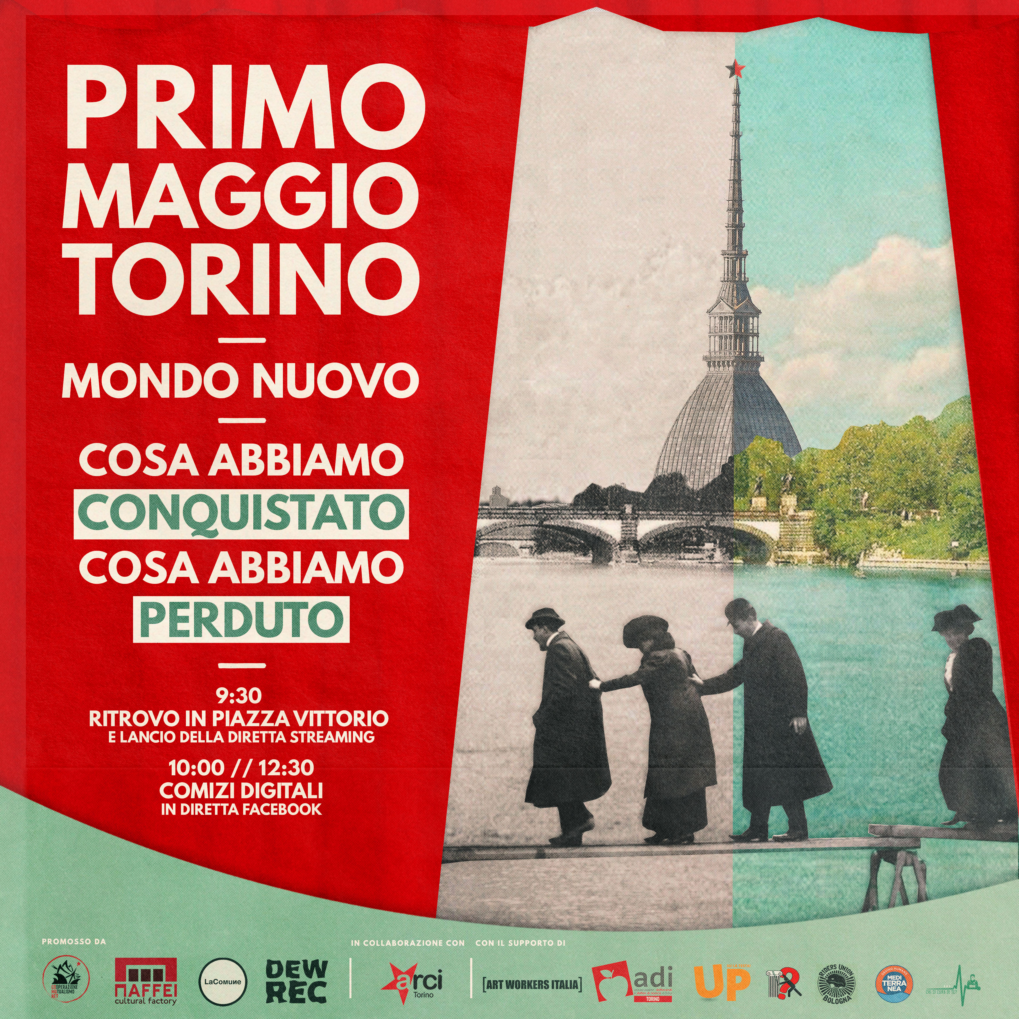 Torna “Mondo Nuovo”, la piazza digitale del 1° Maggio a Torino in diretta Facebook e in collegamento dai luoghi di lavoro