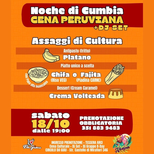 Noche di Cumbia Cena Peruviana con Dj Set