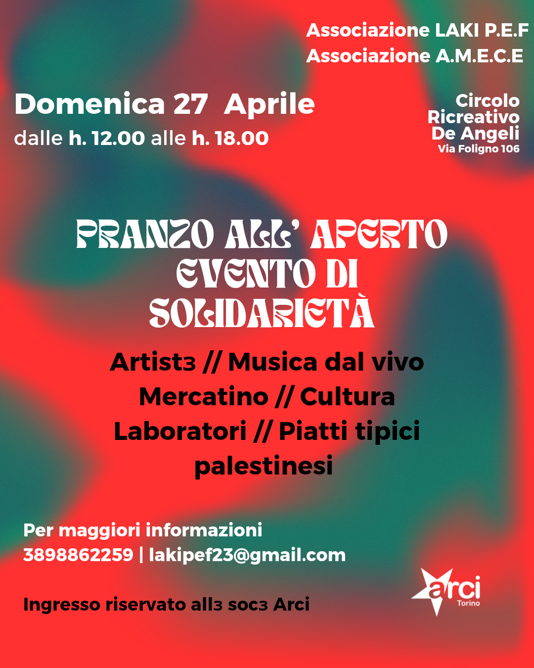 Pranzo solidale con piatti tipici palestinesi