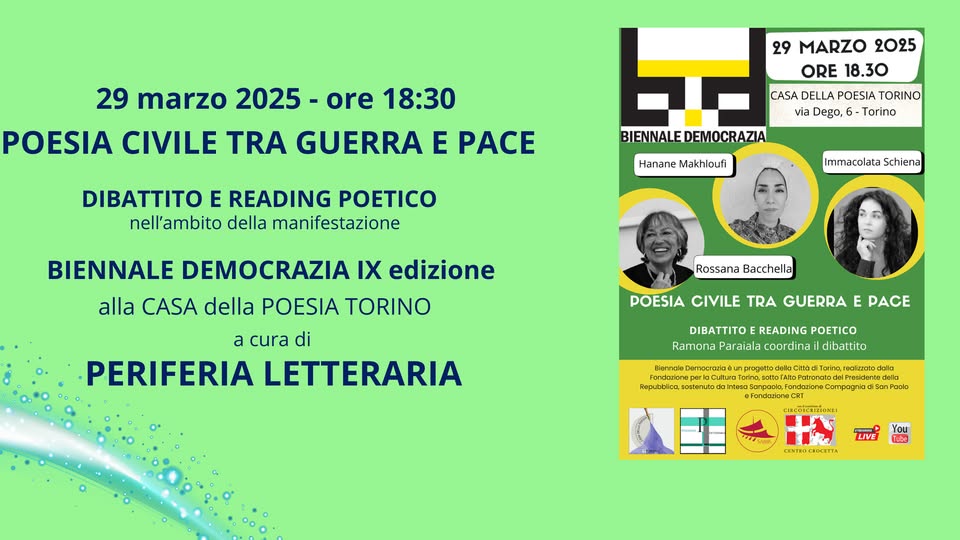 Poesia civile tra guerra e pace (Biennale Democrazia 2025)