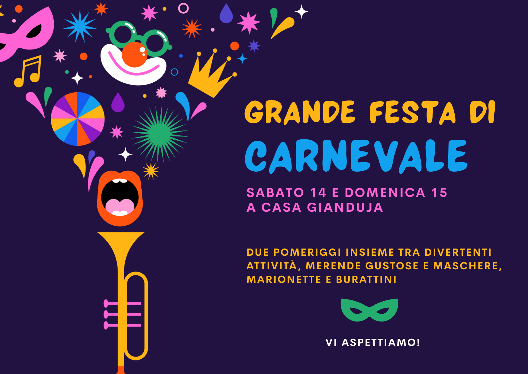 "DUE POMERIGGI DI FESTA: IL CARNEVALE E' A CASA GIANDUJA"!