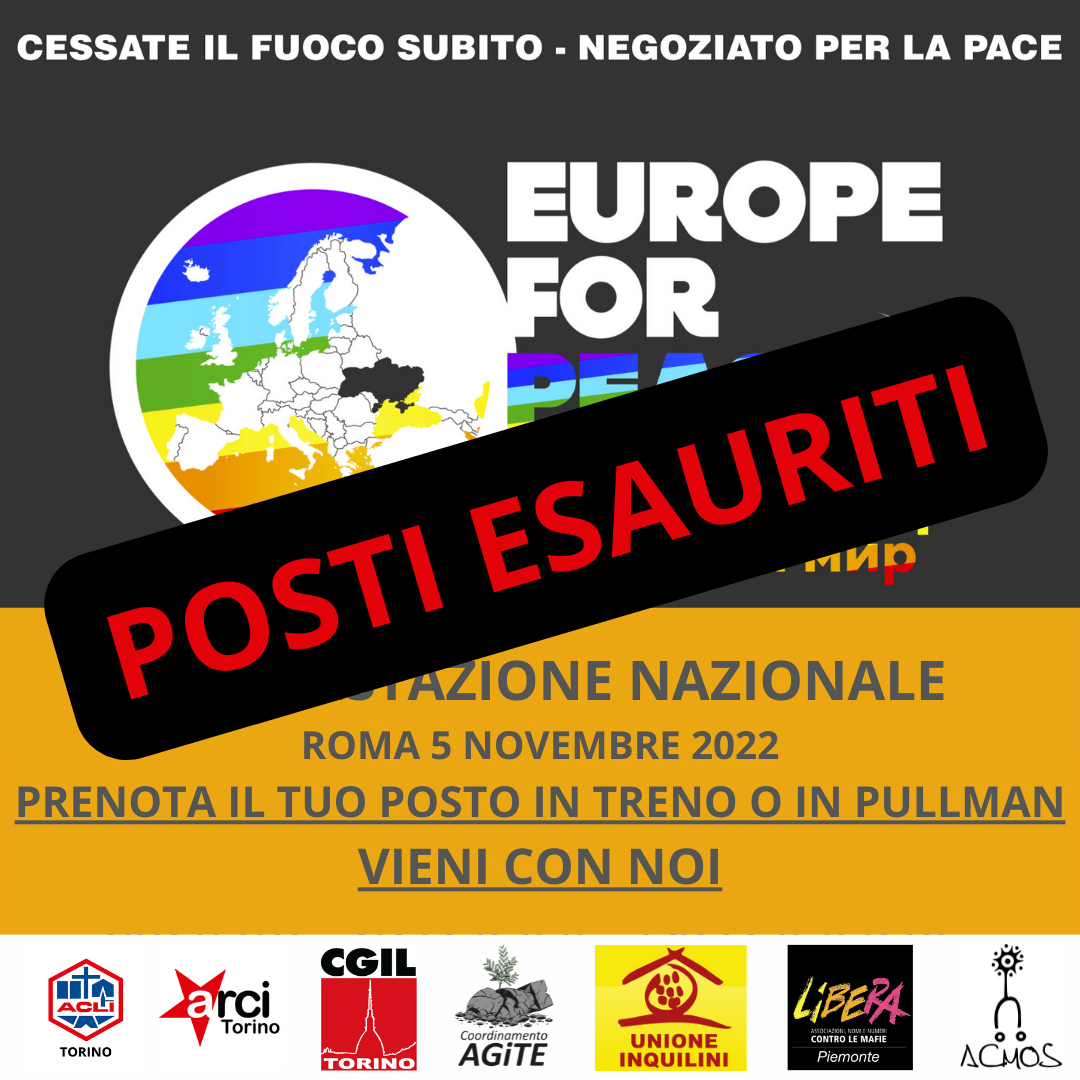 POSTI ESAURITI - Manifestazione per la Pace, ROMA 5 novembre: info pullman e treni