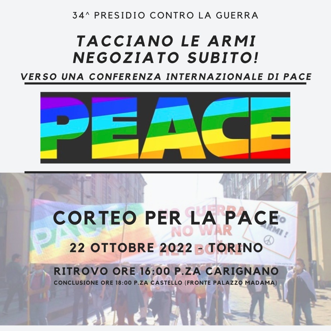 TACCIANO LE ARMI, NEGOZIATO SUBITO! Corteo per la pace