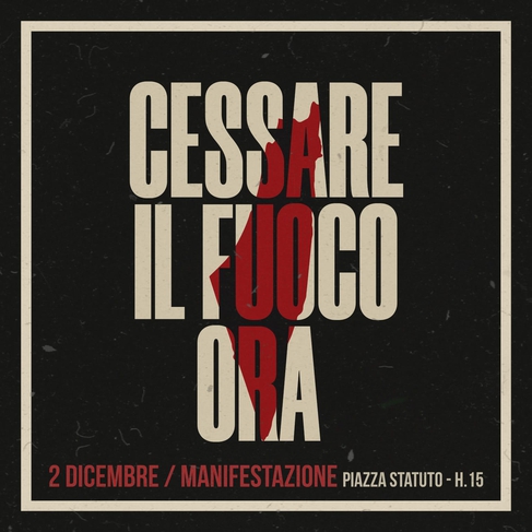 Ceasefire now! Basta bombe su Gaza! - 2 dicembre manifestazione a Torino