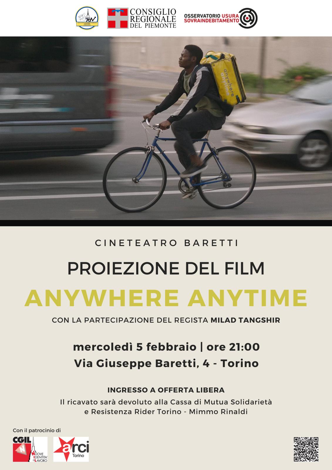 “Anywhere Anytime” di Milad Tangshir. Proiezione e raccolta fondi
